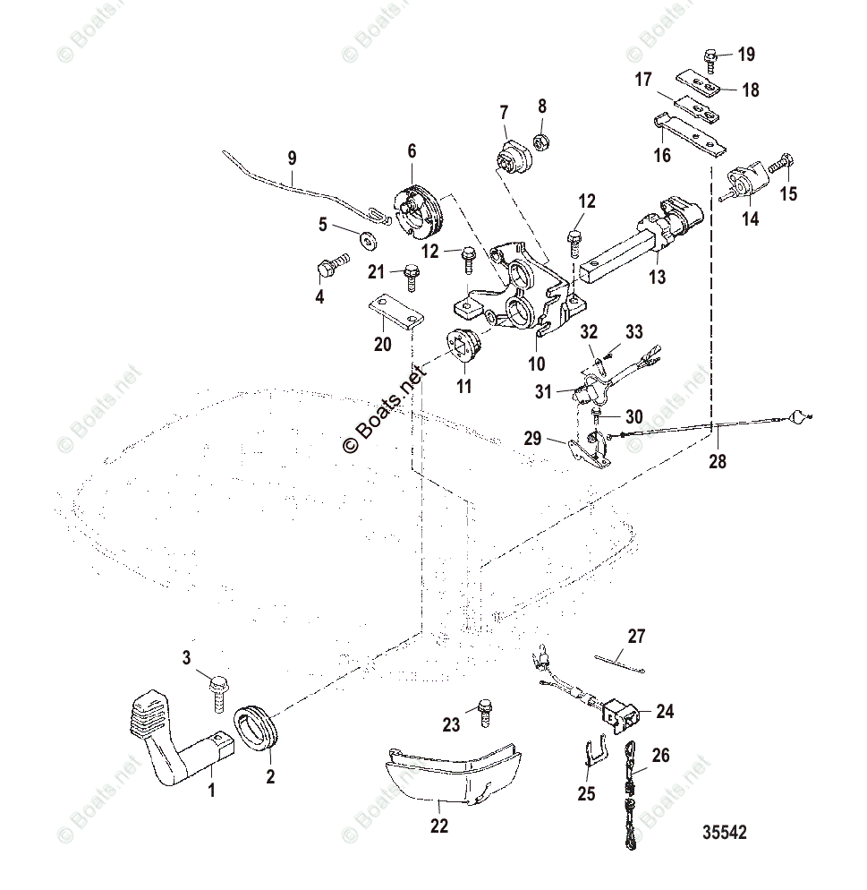 Mercury Outboard 15HP OEM Parts Diagram for Throttle Linkage, Handle ...