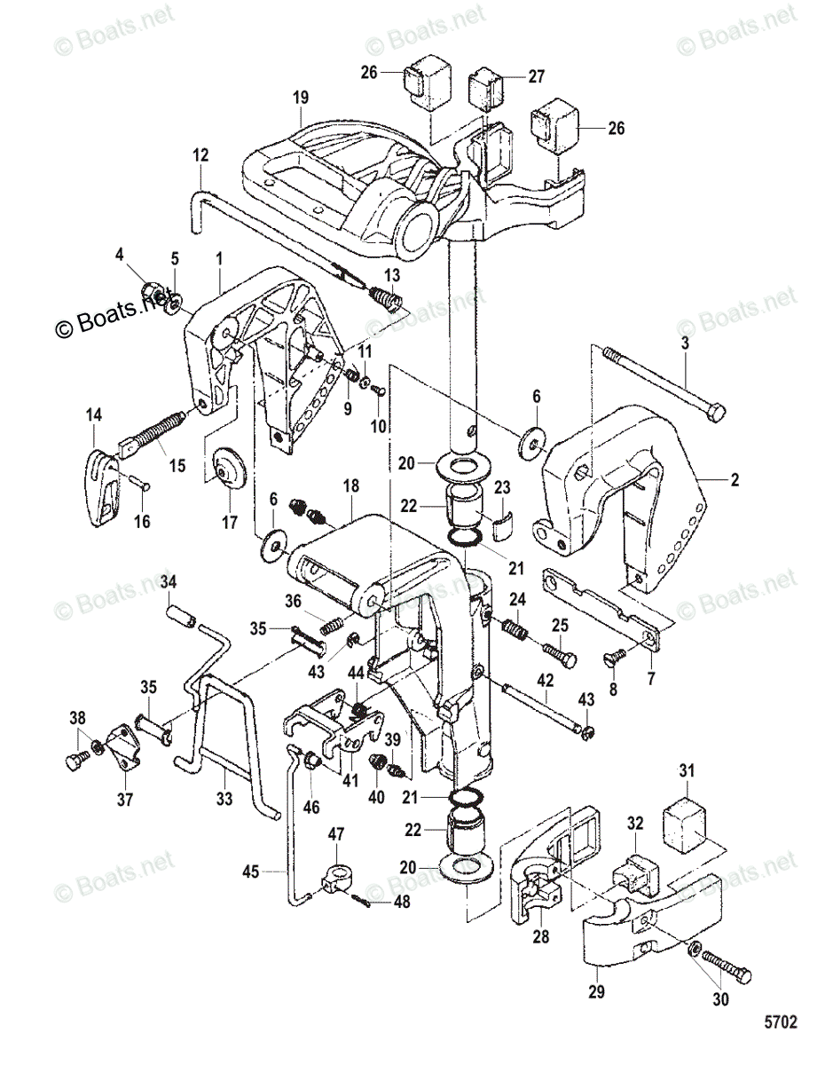 Mercury Outboard 6HP OEM Parts Diagram for Clamp and Swivel Brackets ...