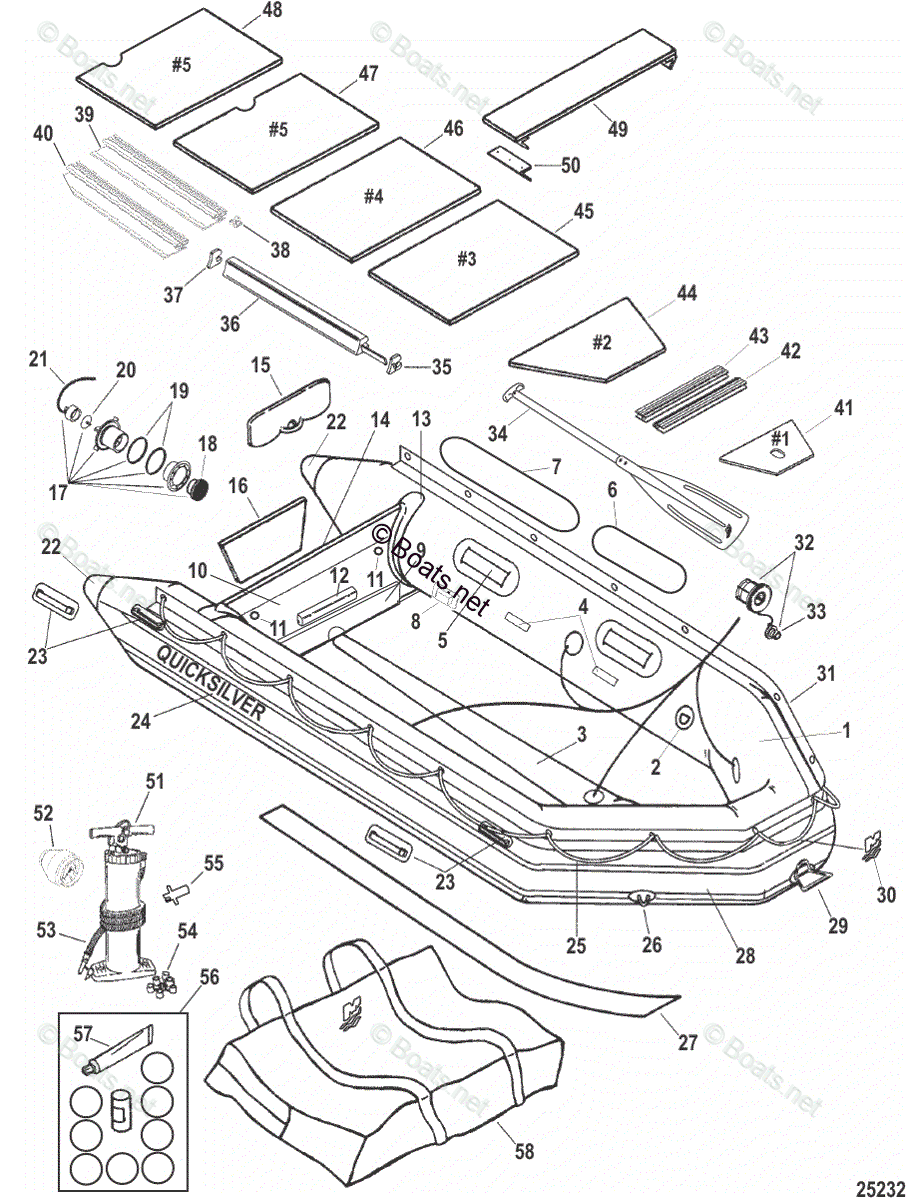 Mercury Inflatable Boats 2004 OEM Parts Diagram for Quicksilver Heavy