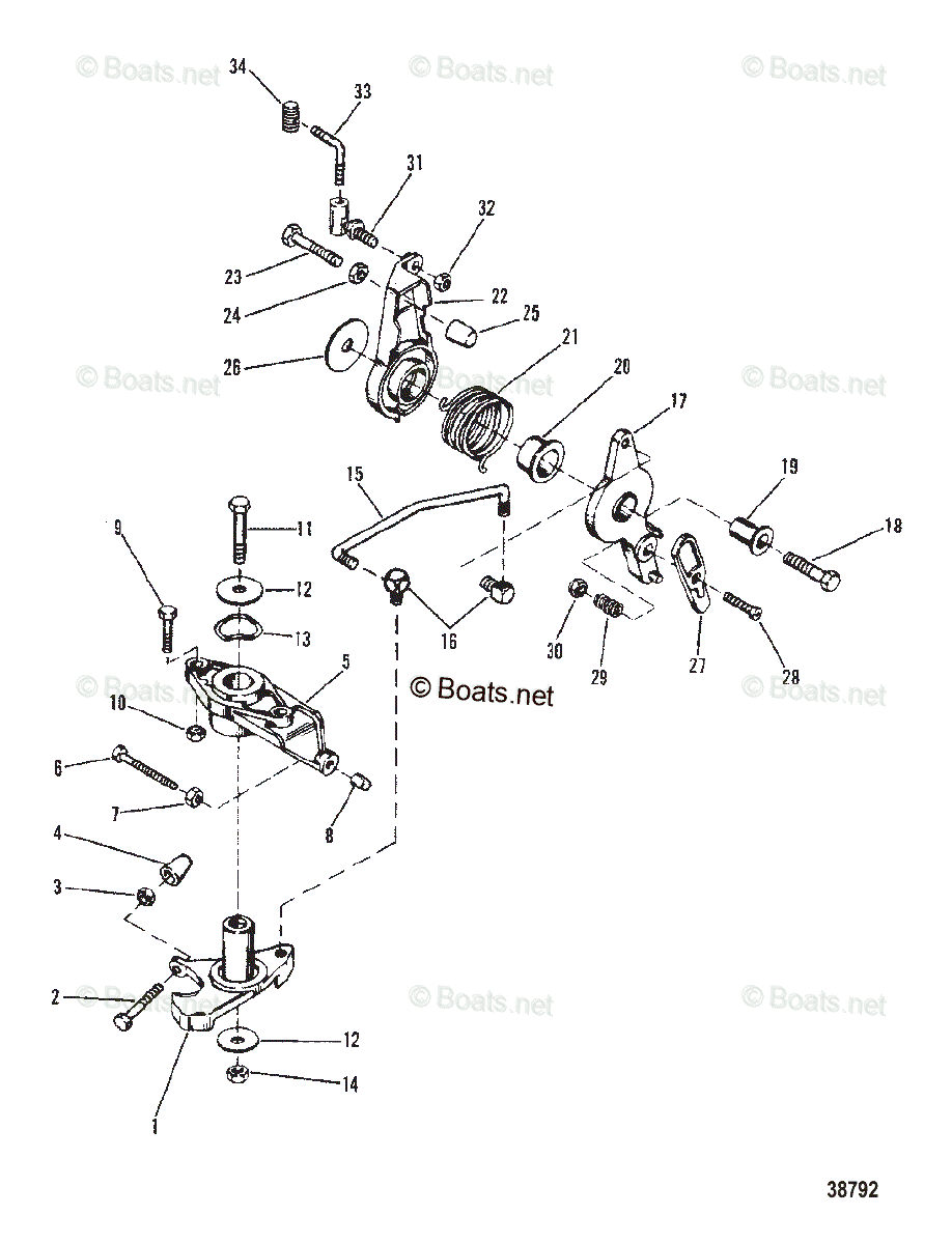 Mercury Outboard 35HP OEM Parts Diagram for Throttle and Spark Advance