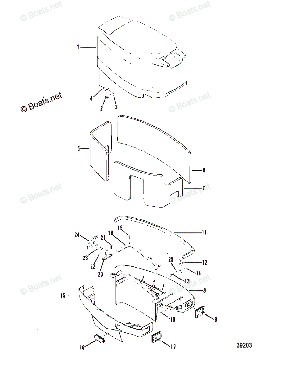 Mercury Outboard 18hp Oem Parts Diagram For Cowls 