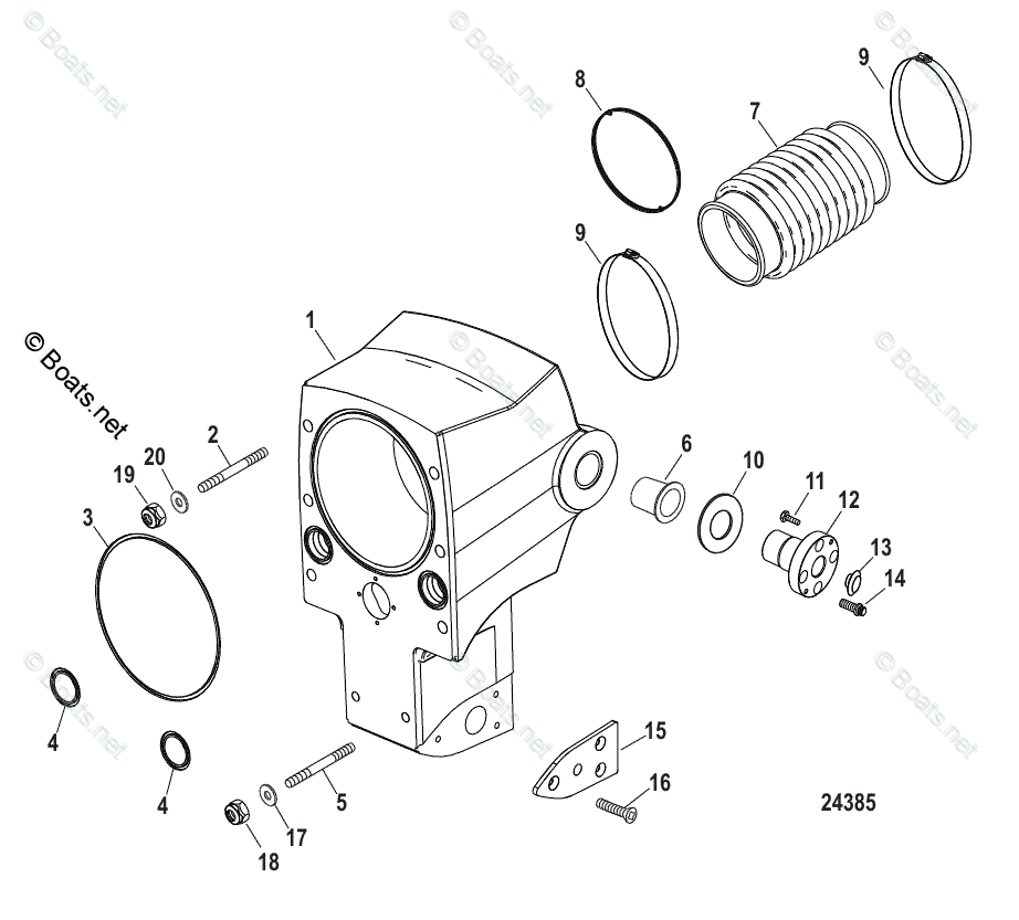 Mercruiser Sterndrive Outdrives OEM Parts Diagram for BELL HOUSING ASSEMBLY
