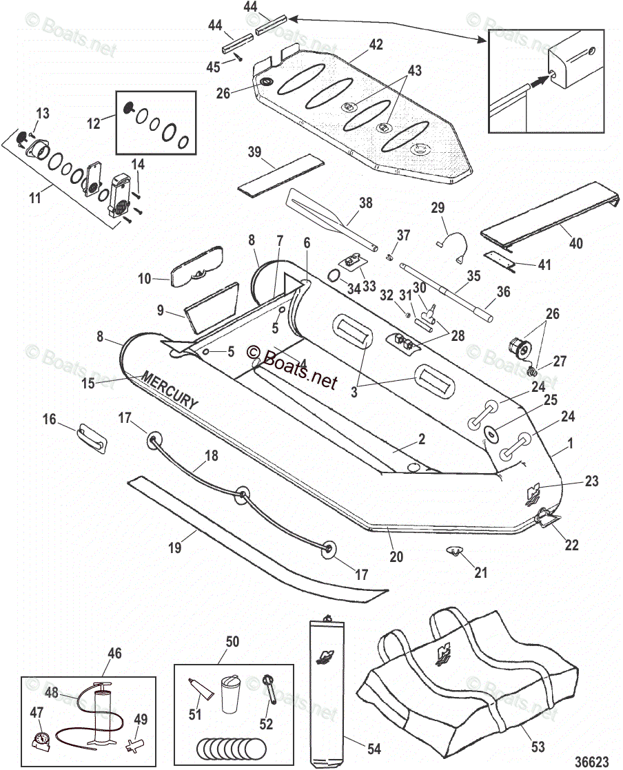 Mercury Inflatable Boats 2013 OEM Parts Diagram for Mercury Air Deck