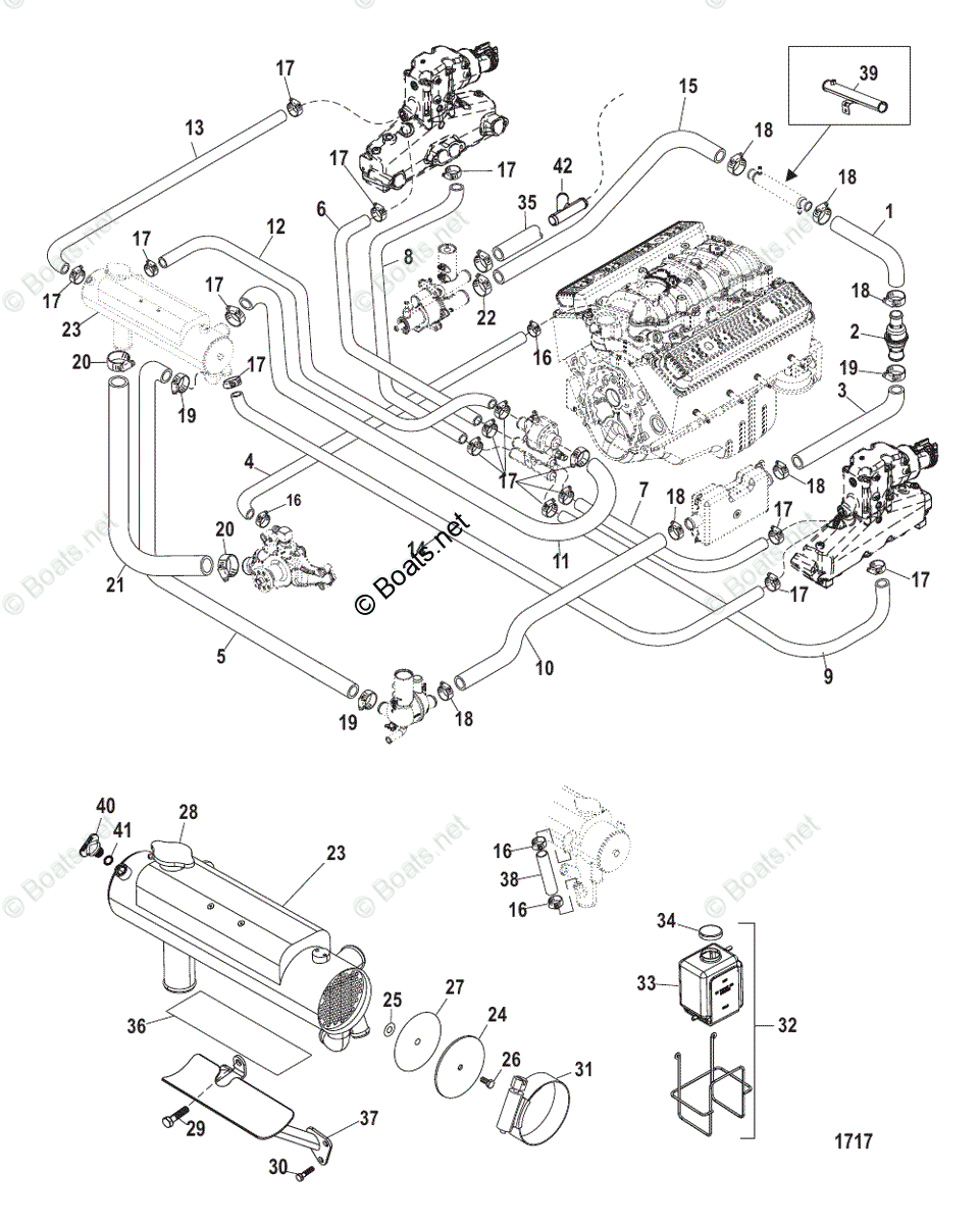 Mercruiser Sterndrive Gas Engines OEM Parts Diagram for CLOSED COOLING ...