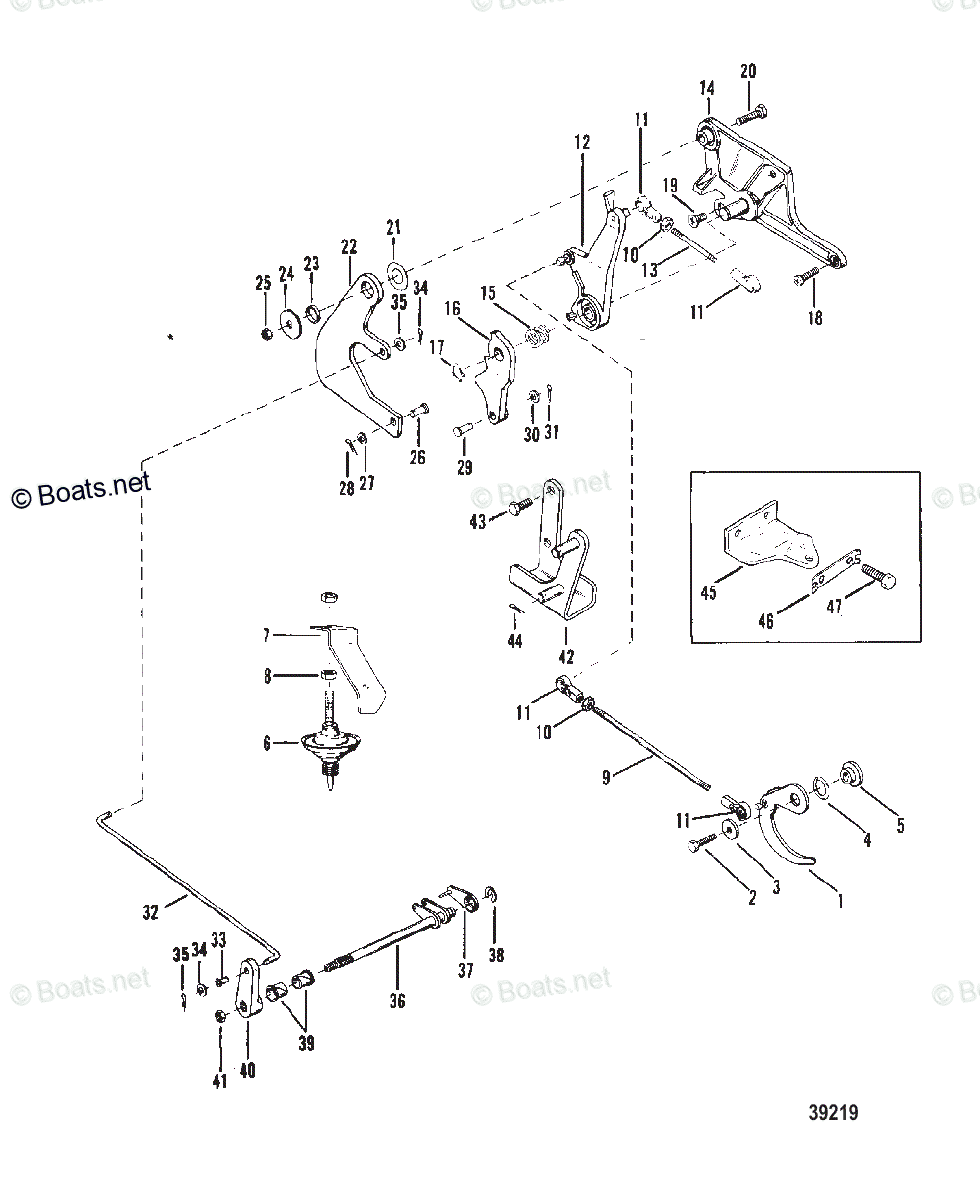 Mercury Outboard 25HP OEM Parts Diagram for Throttle and Shift Linkage