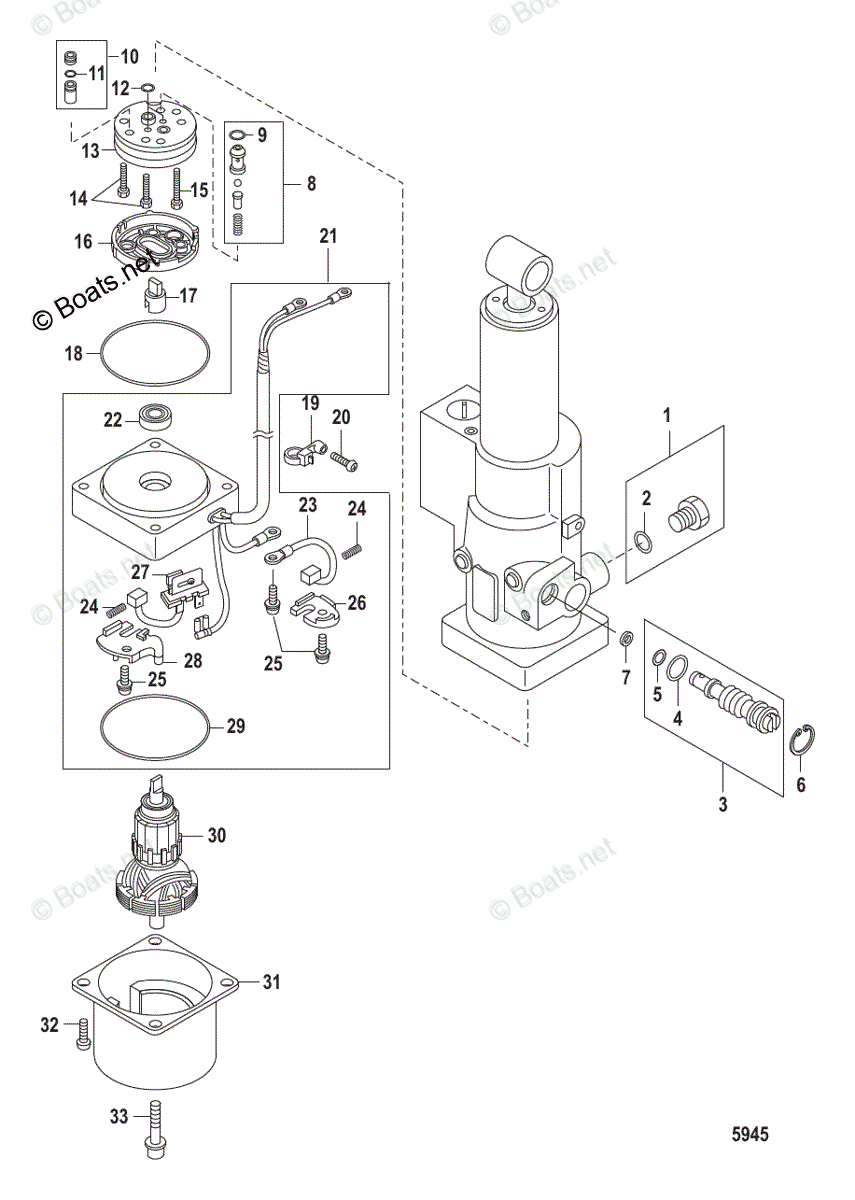 Mercury Outboard 9.9HP OEM Parts Diagram for Power Tilt Components ...