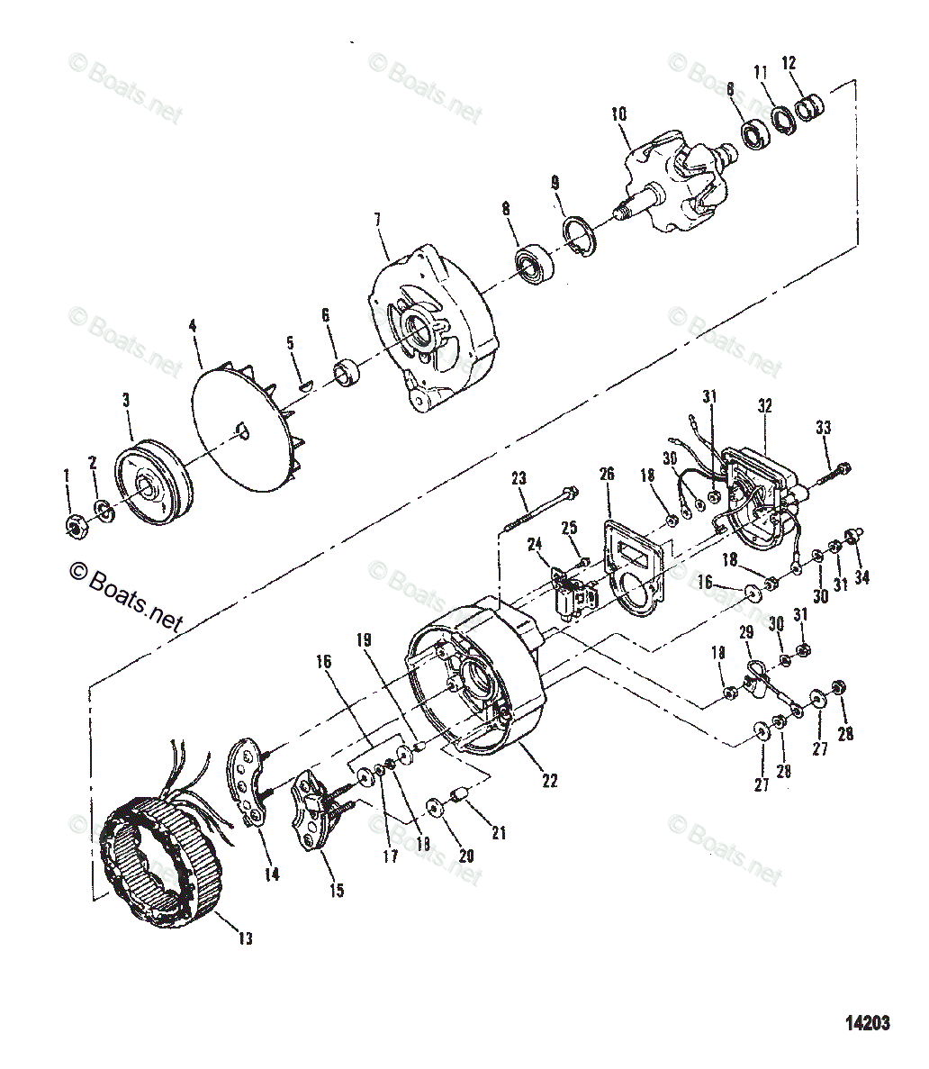 Mercruiser Inboard Diesel Engines OEM Parts Diagram for Alternator ...