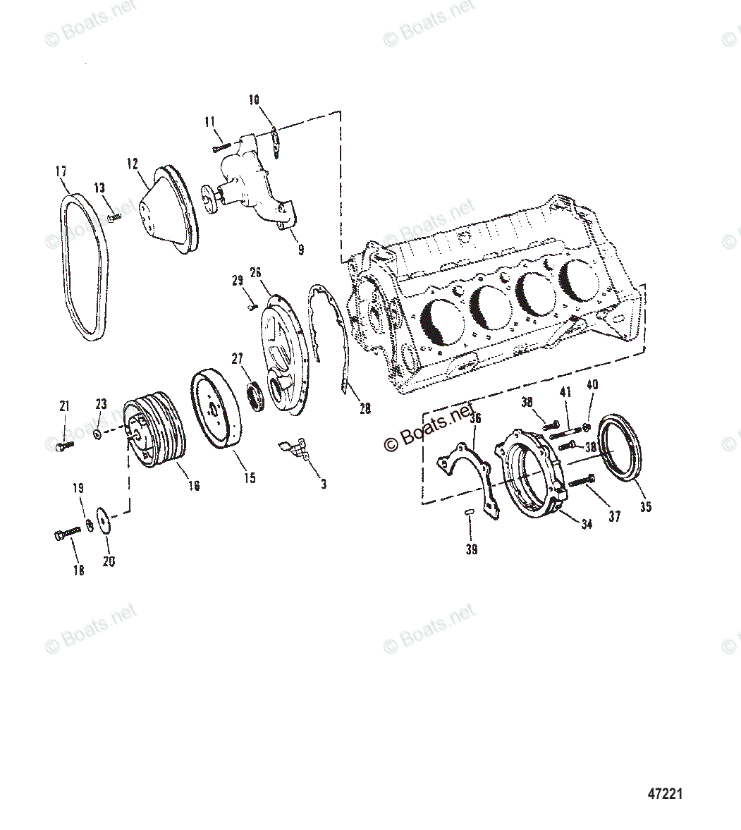 Mercruiser Sterndrive Gas Engines OEM Parts Diagram For WATER PUMP AND ...