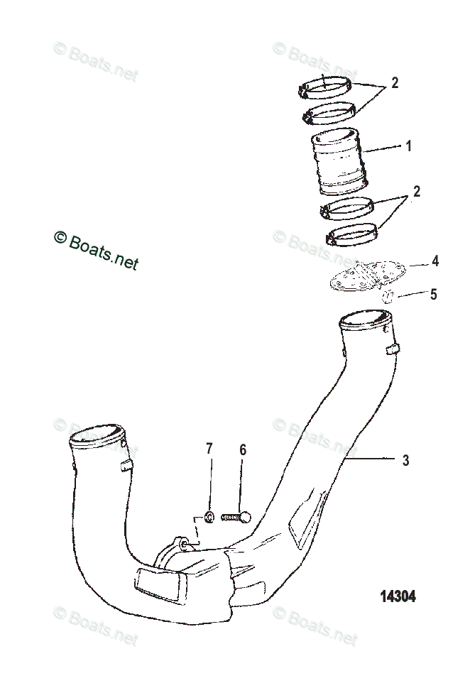 Mercruiser Sterndrive Gas Engines OEM Parts Diagram for Exhaust System