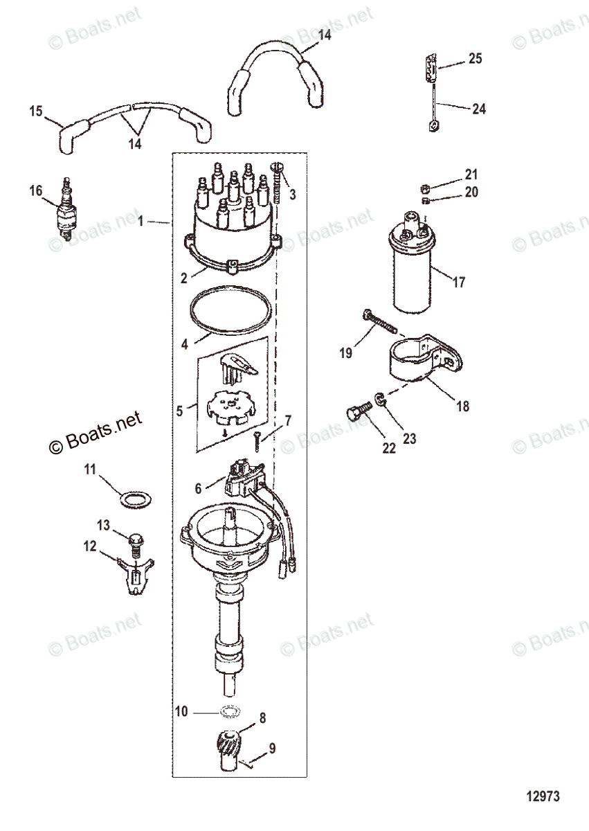 Mercruiser Sterndrive Gas Engines OEM Parts Diagram for DISTRIBUTOR AND