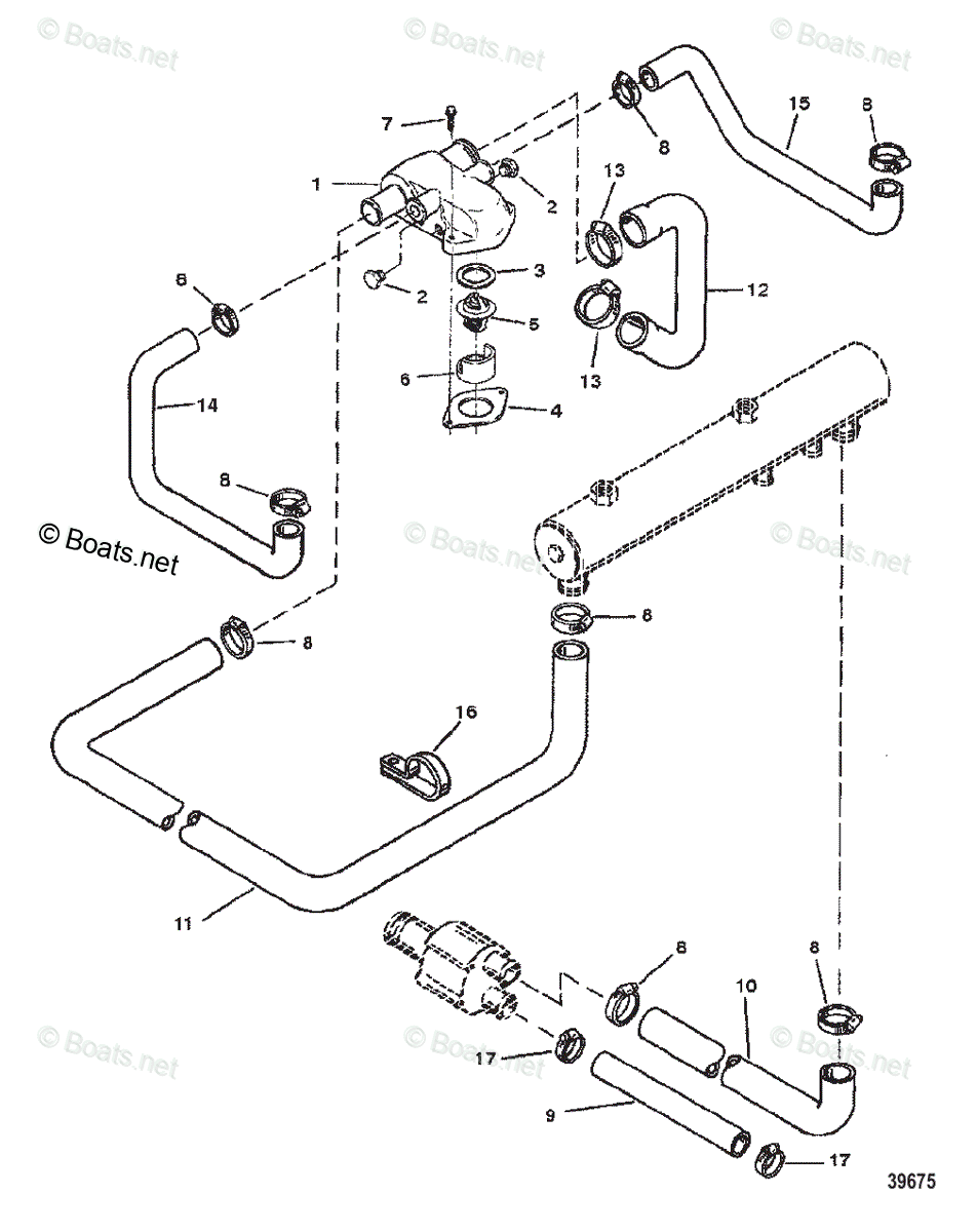 Mercruiser Sterndrive Gas Engines OEM Parts Diagram for THERMOSTAT