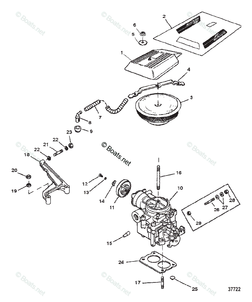 Mercruiser Sterndrive Gas Engines OEM Parts Diagram for CARBURETOR ...