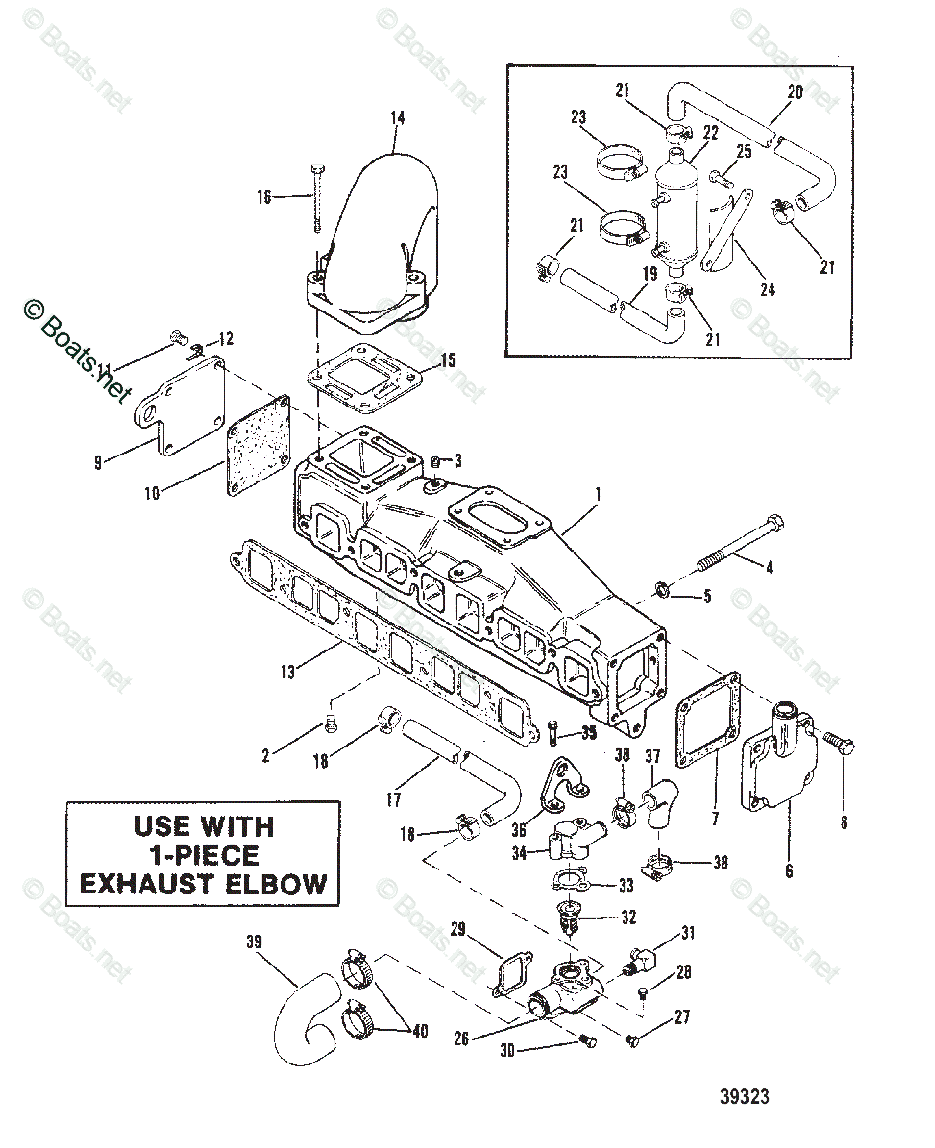 Mercruiser Sterndrive Gas Engines OEM Parts Diagram For EXHAUST ...