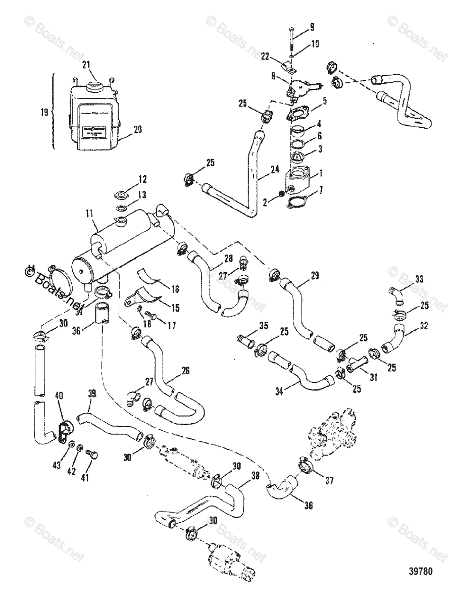 Mercruiser Inboard Gas Engines OEM Parts Diagram For CLOSED COOLING ...