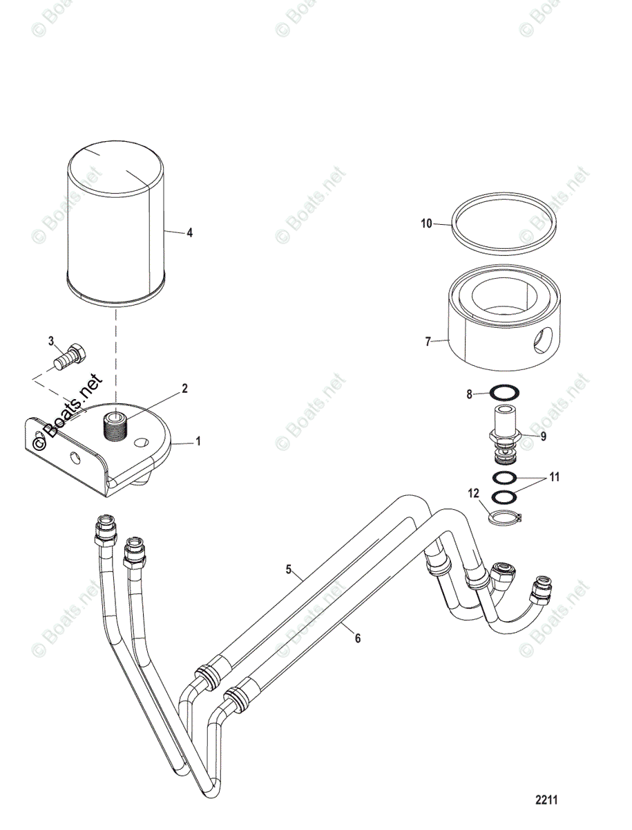 Mercruiser Sterndrive Gas Engines OEM Parts Diagram for Remote Oil