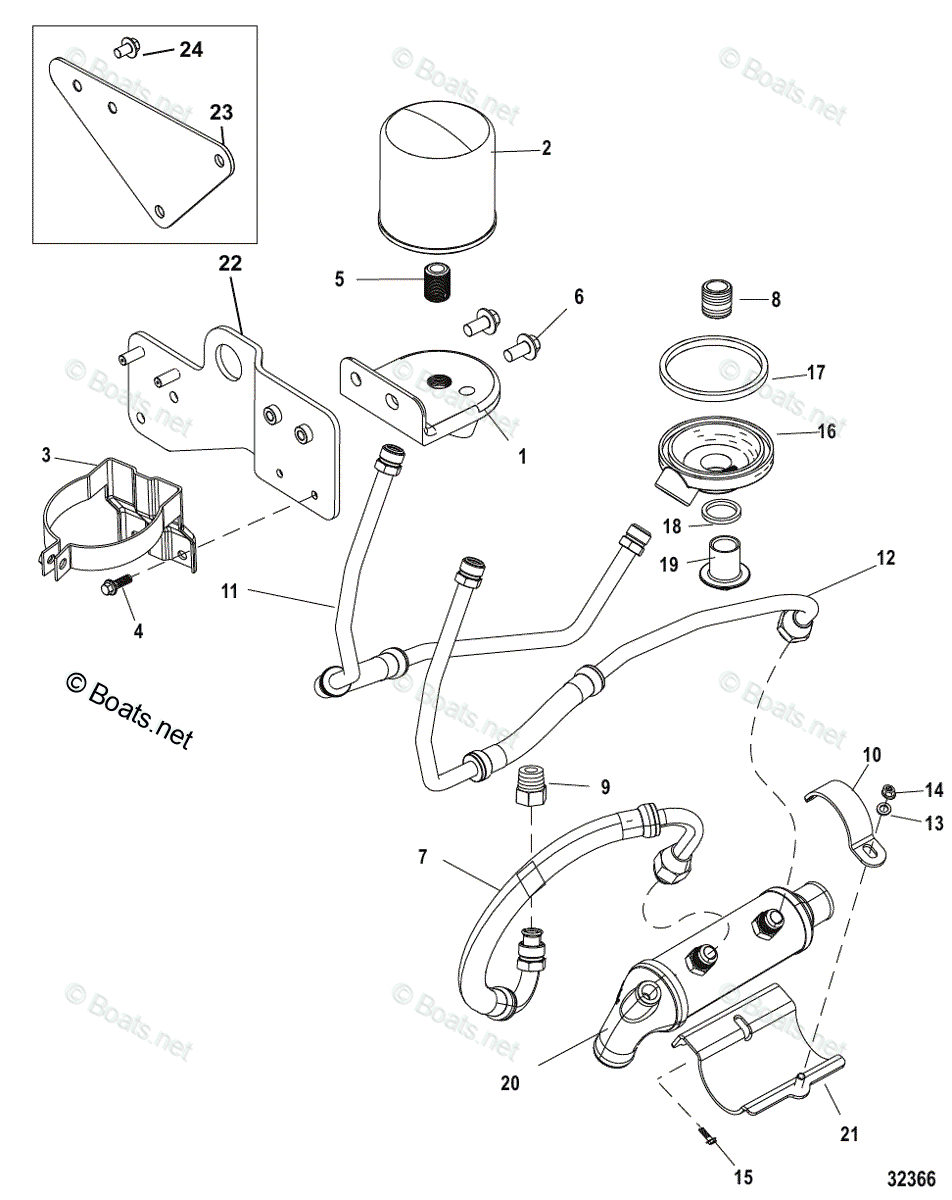 Mercruiser Inboard Gas Engines OEM Parts Diagram for Remote Oil System ...