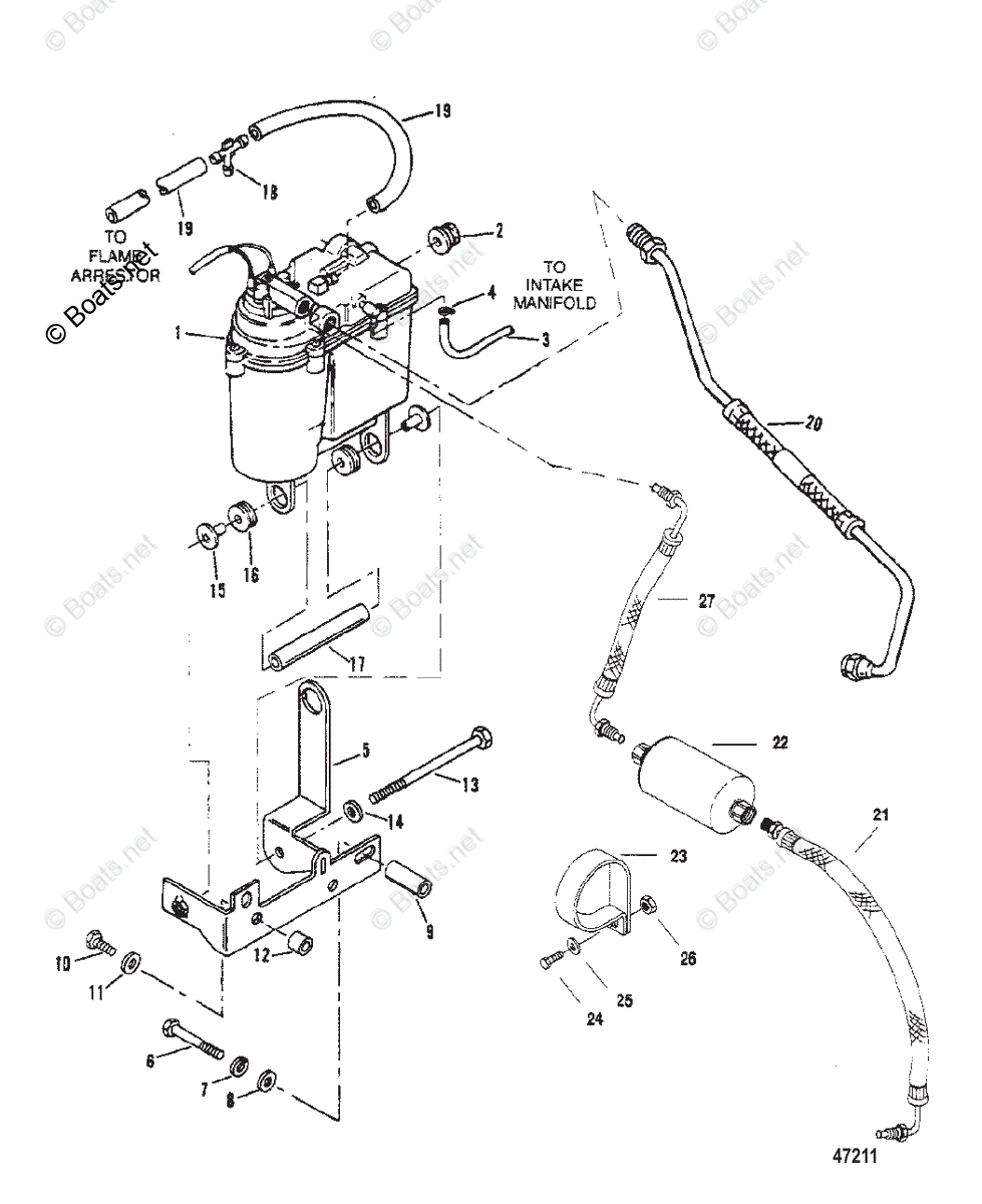 Mercruiser Sterndrive Gas Engines OEM Parts Diagram for Vapor Separator ...