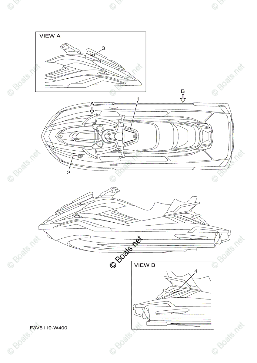 Yamaha Waverunner 2021 OEM Parts Diagram for Important Labels