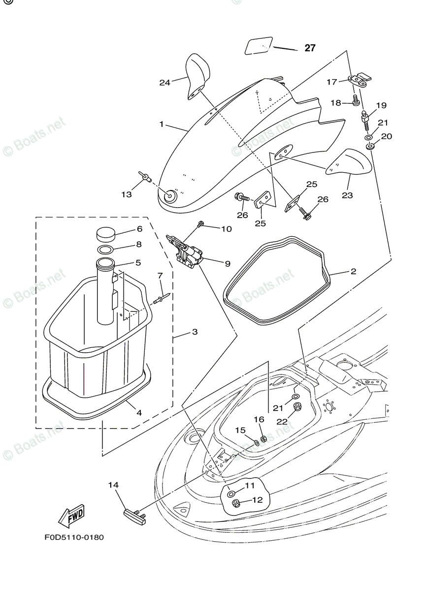 Yamaha Waverunner 1999 OEM Parts Diagram for Engine Hatch 2 