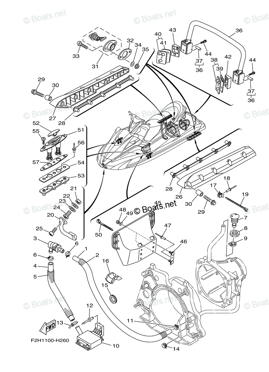 Yamaha Waverunner 2009 OEM Parts Diagram for Hull. Deck