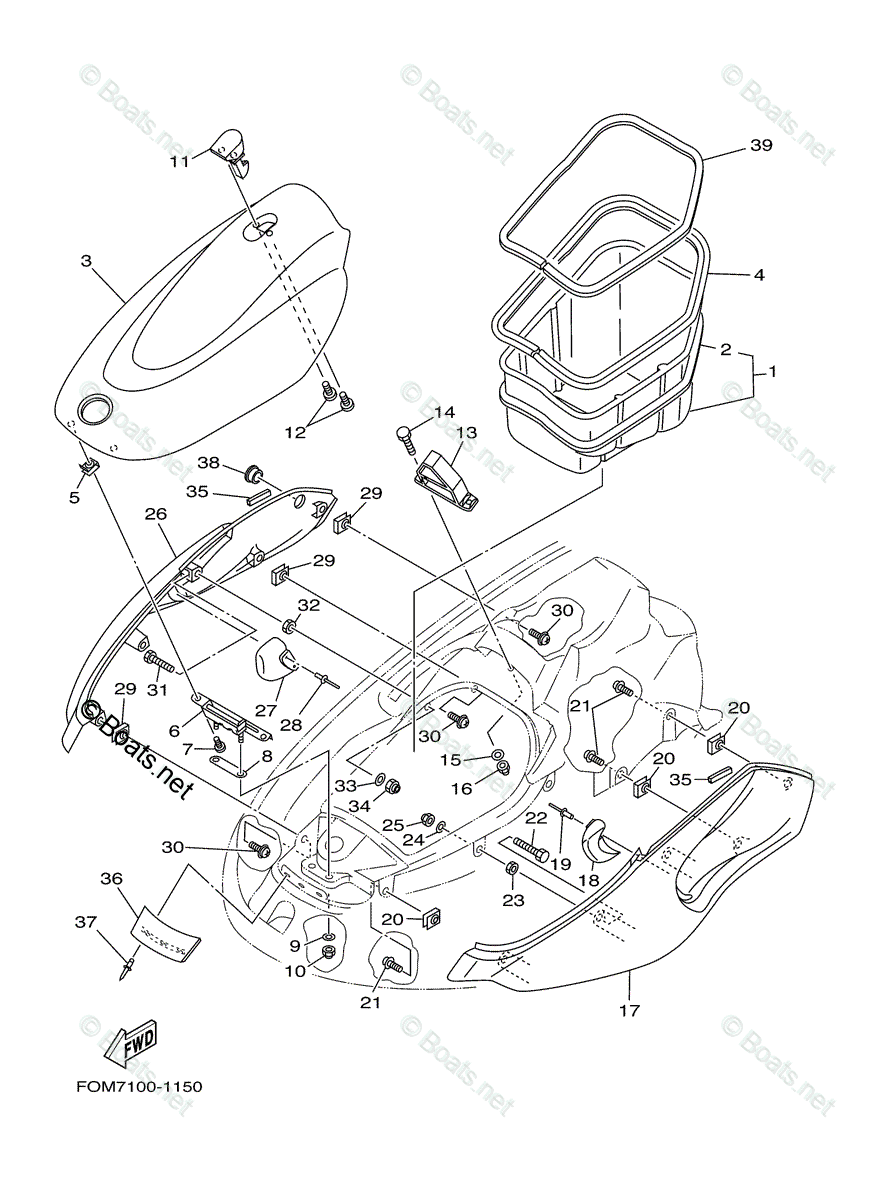 Yamaha Waverunner 2001 OEM Parts Diagram for Engine Hatch 2 