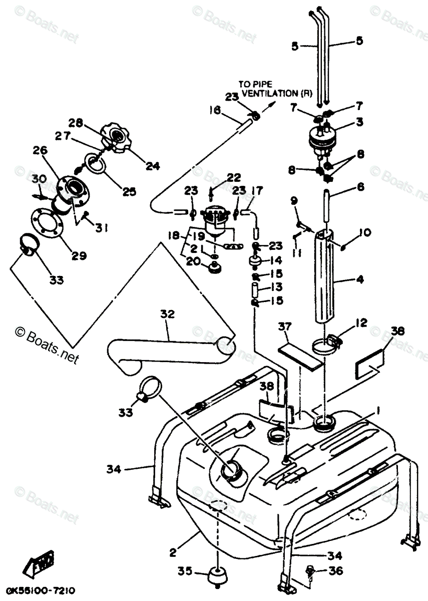 Yamaha Waverunner 1997 OEM Parts Diagram for FUEL TANK | Boats.net