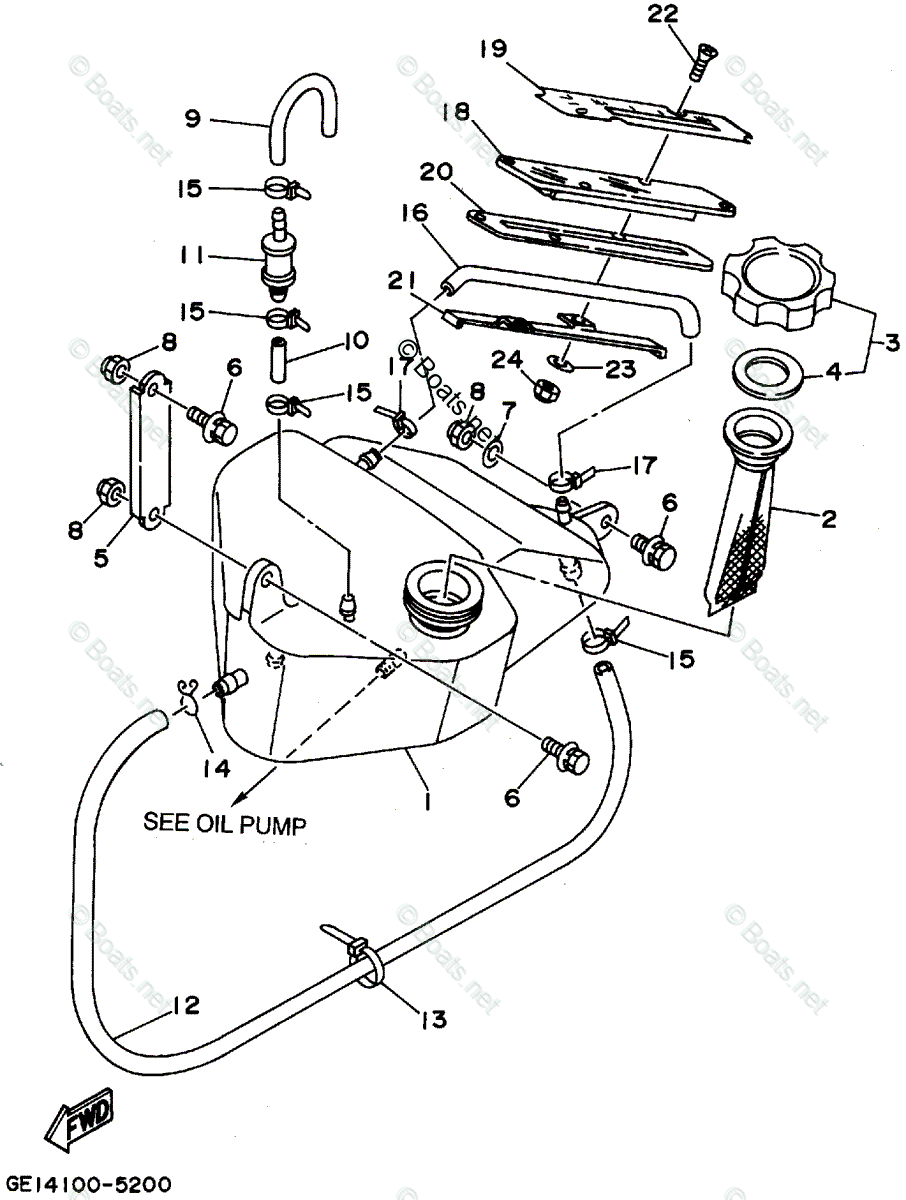 Yamaha Waverunner 1995 OEM Parts Diagram for Oil Tank (For Oil ...