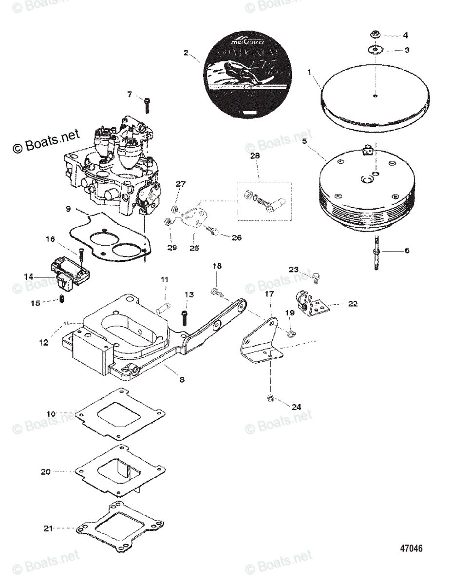 Mercruiser Inboard Gas Engines OEM Parts Diagram for THROTTLE LINKAGE ...