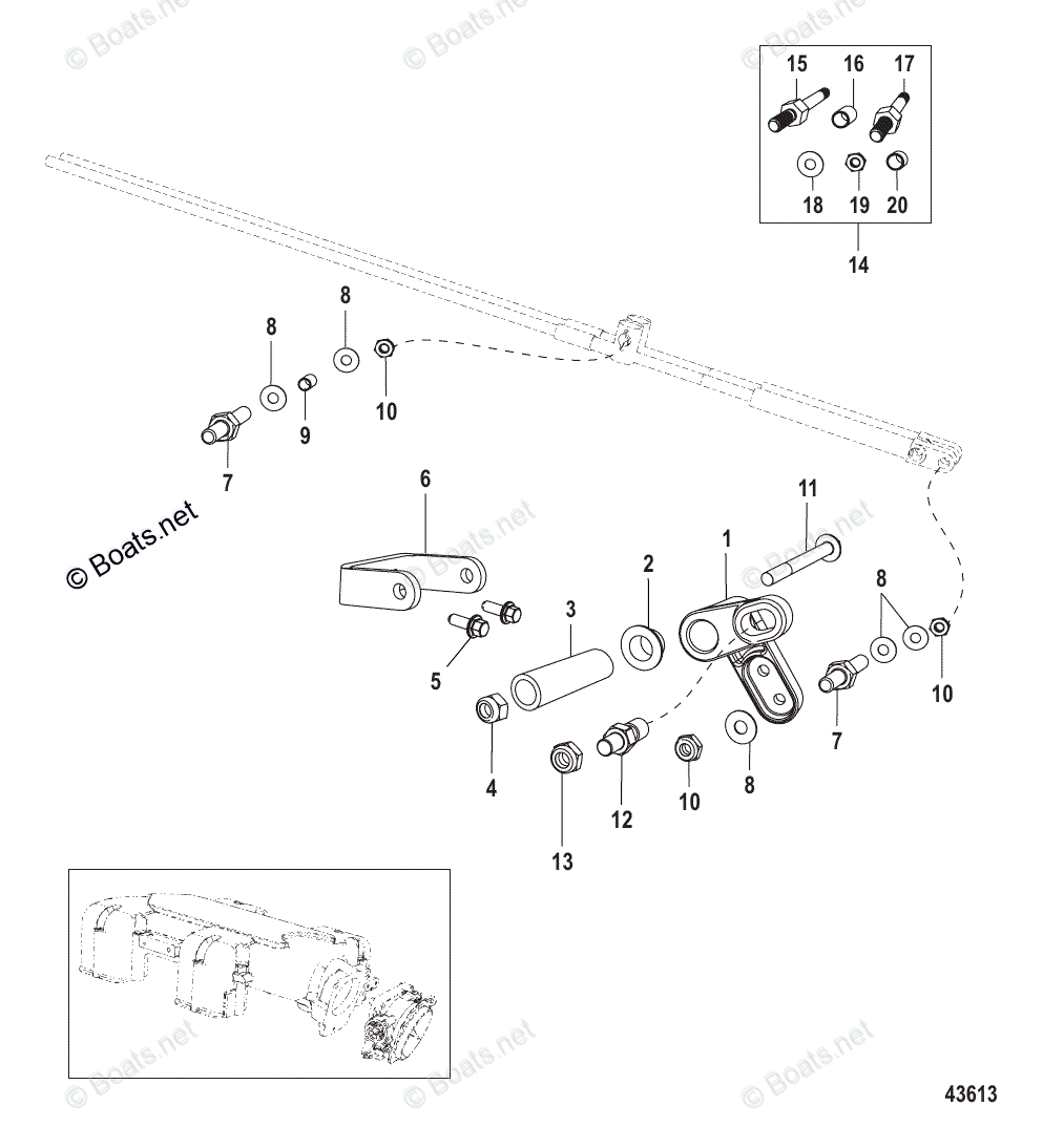 Mercruiser Sterndrive Gas Engines OEM Parts Diagram for Throttle Lever