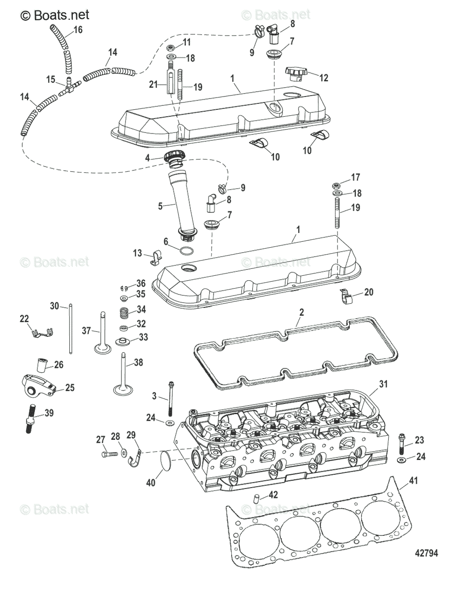 Mercruiser Inboard Gas Engines OEM Parts Diagram For CYLINDER HEAD ...