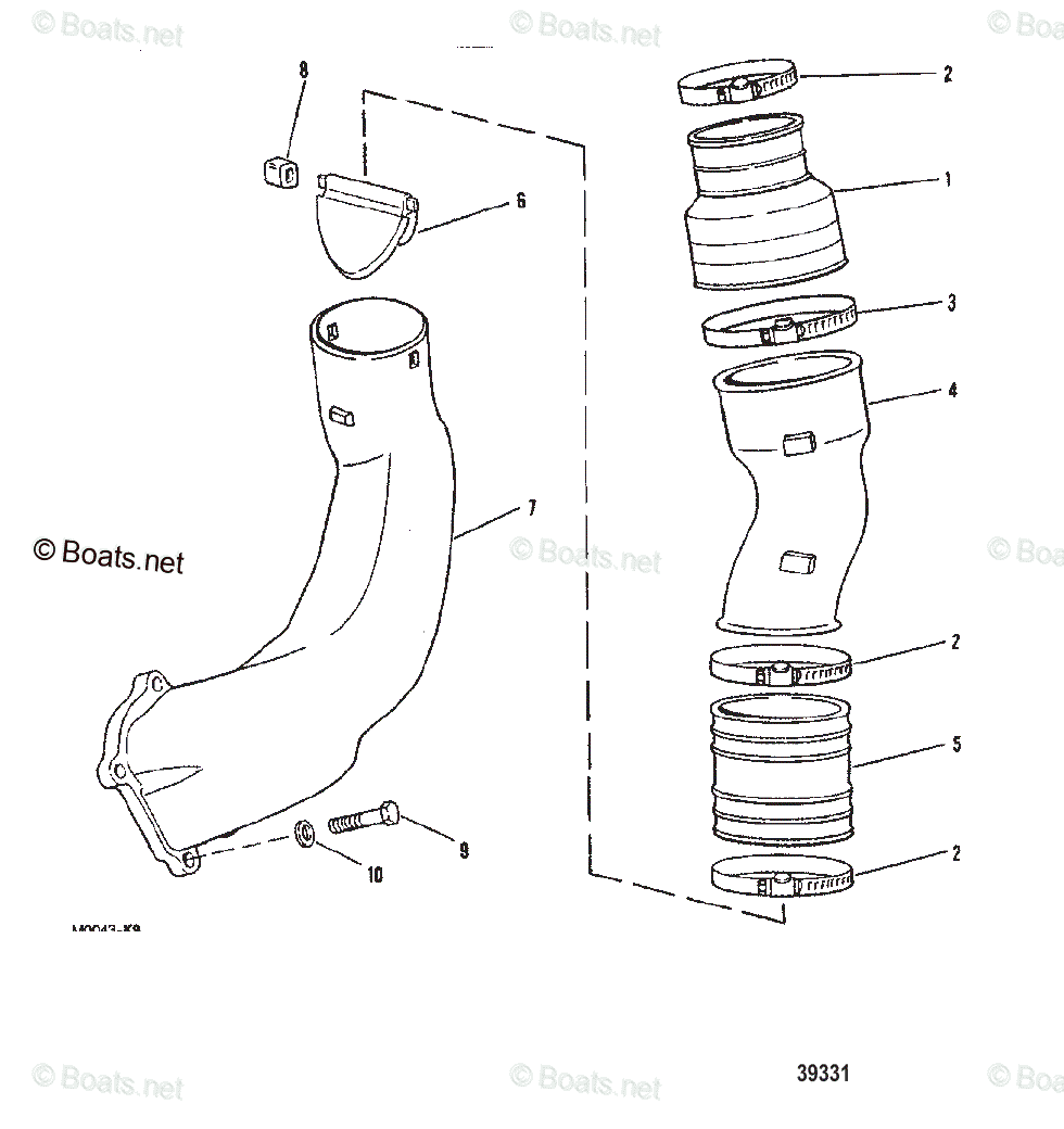 Mercruiser Sterndrive Gas Engines OEM Parts Diagram For EXHAUST SYSTEM ...