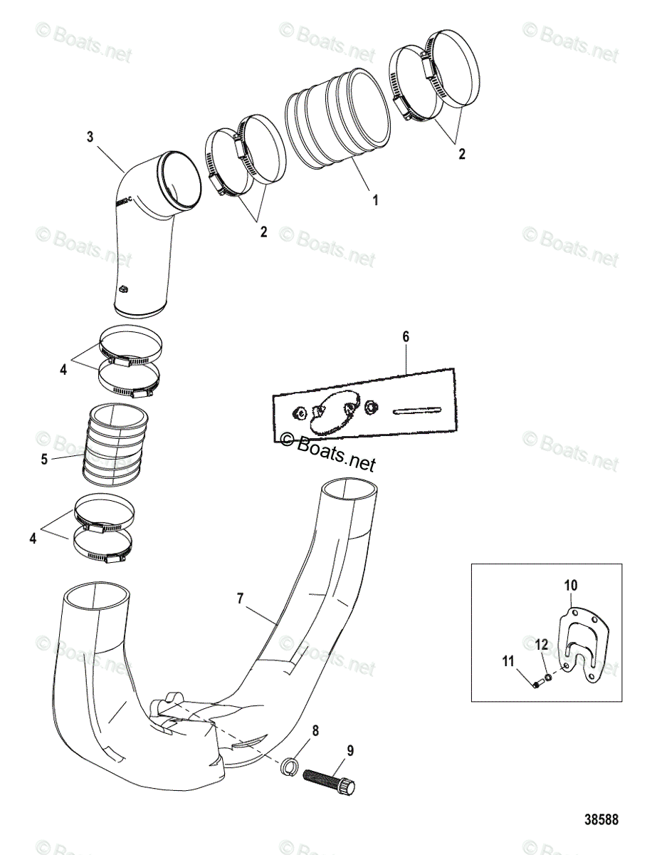 Mercruiser Sterndrive Gas Engines OEM Parts Diagram For Exhaust System ...