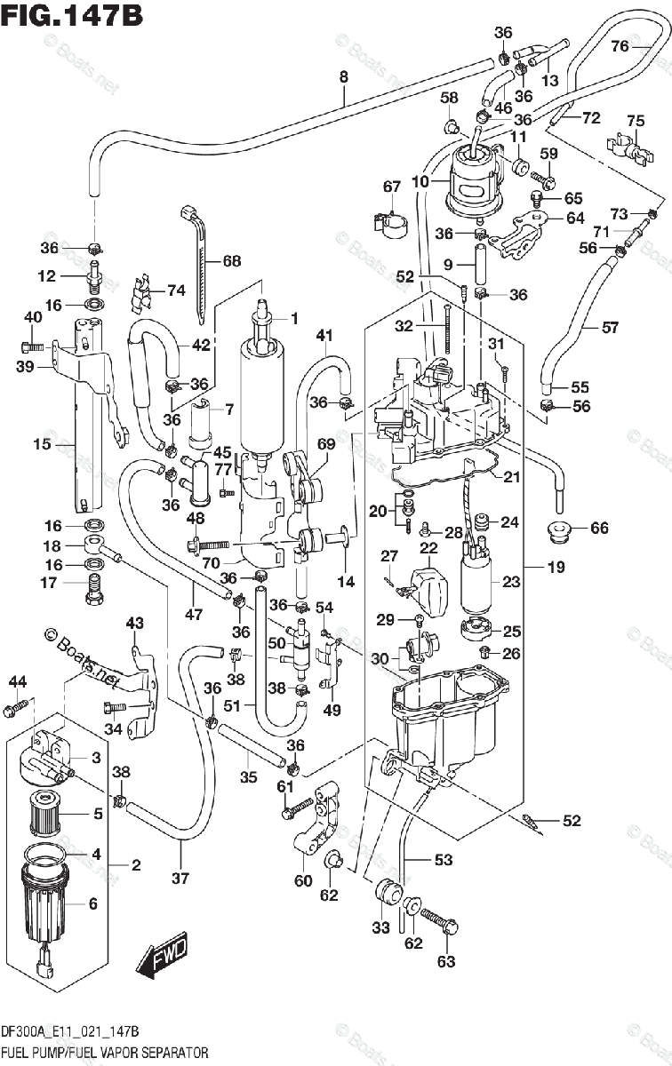 Suzuki Outboard 2021 OEM Parts Diagram for FUEL PUMP/FUEL VAPOR ...