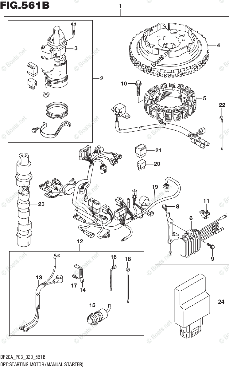 Suzuki Outboard 2020 OEM Parts Diagram for OPT:STARTING MOTOR (MANUAL ...