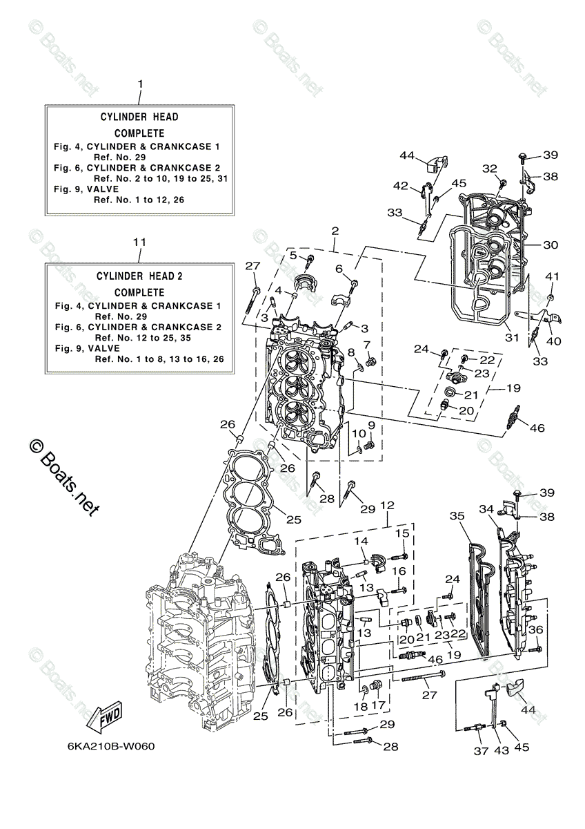 Yamaha Outboard 2022 OEM Parts Diagram for Cylinder Crankcase 2 | Boats.net