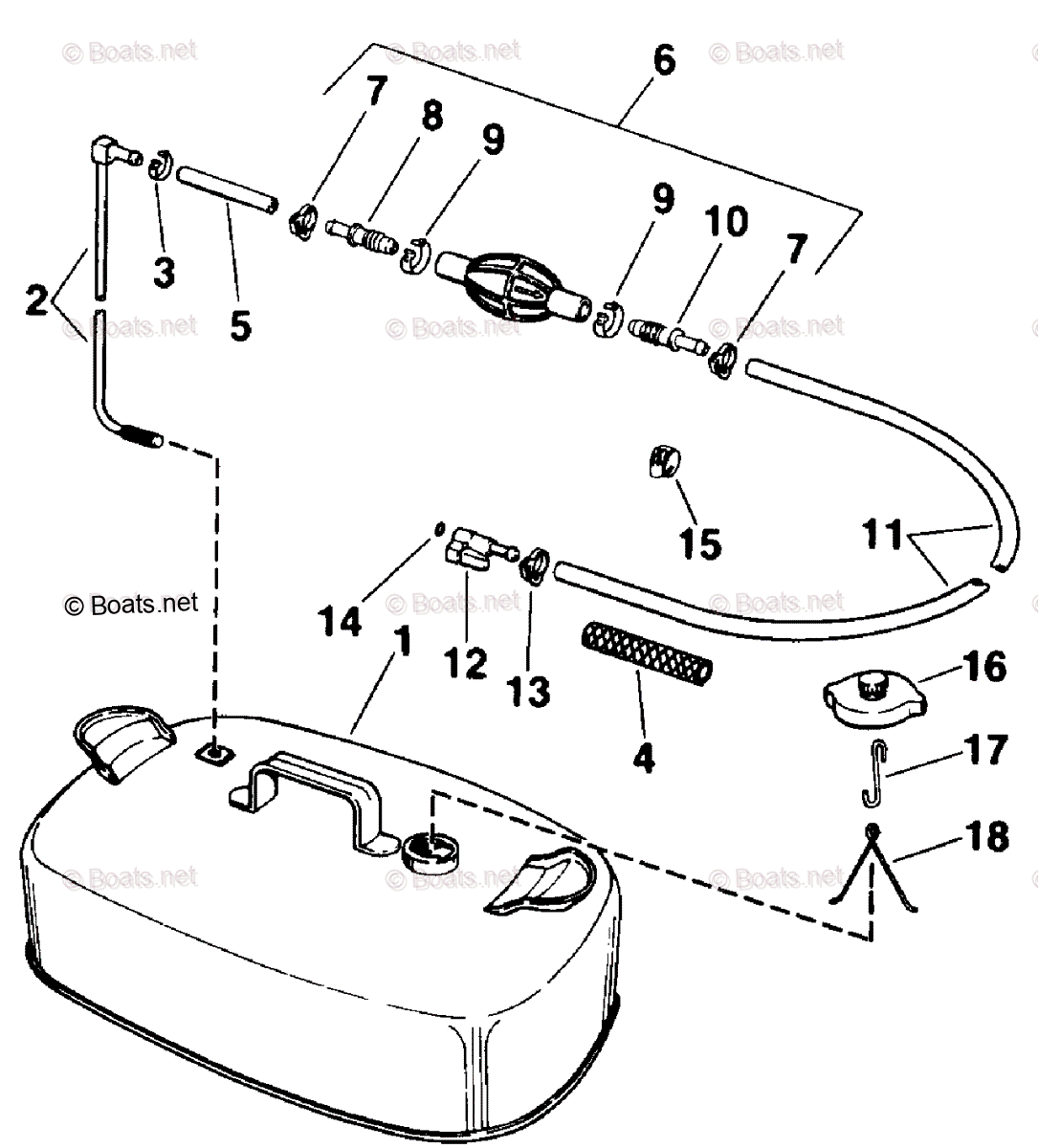 Johnson Outboard 1990 Oem Parts Diagram For Fuel Tank 