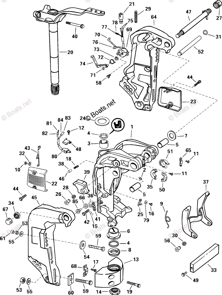 Johnson Outboard 2000 OEM Parts Diagram for STERN & SWIVEL BRACKET ...