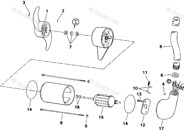OMC Trolling Motor Parts 12 Volt OEM Parts Diagram for Motor Group