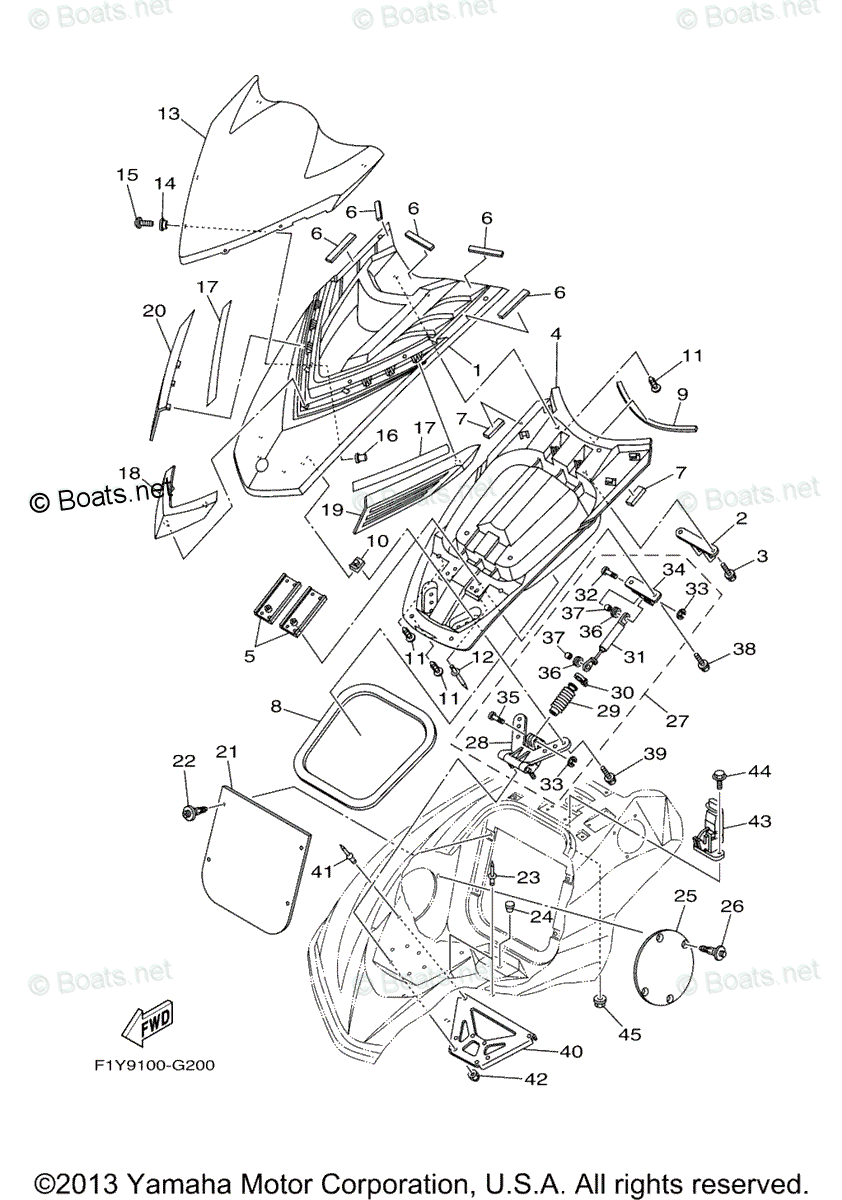 Yamaha Waverunner 2008 OEM Parts Diagram for Engine Hatch 2