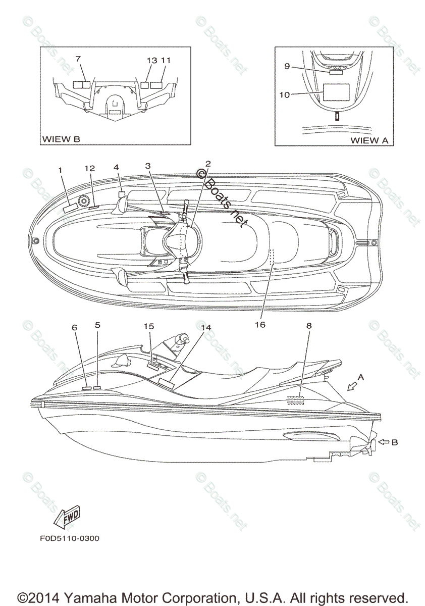 Yamaha Waverunner 2000 OEM Parts Diagram for Important Labels | Boats.net