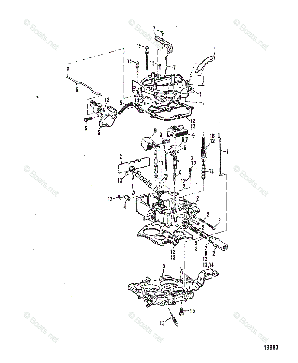 Mercury MerCruiser Inboard Parts by Size & Serial Gas OEM Parts Diagram