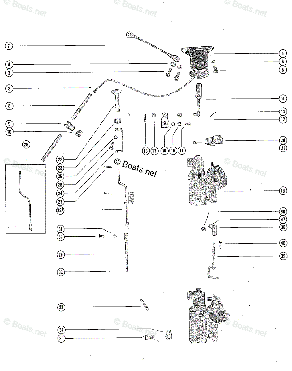 Mercury Outboard 40HP OEM Parts Diagram for Carburetor Linkage and ...