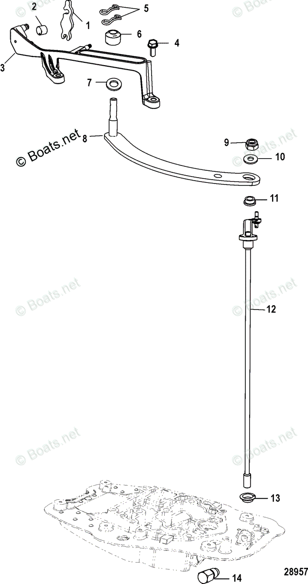 Mercury Outboard 40HP OEM Parts Diagram for Shift Linkage, Remote