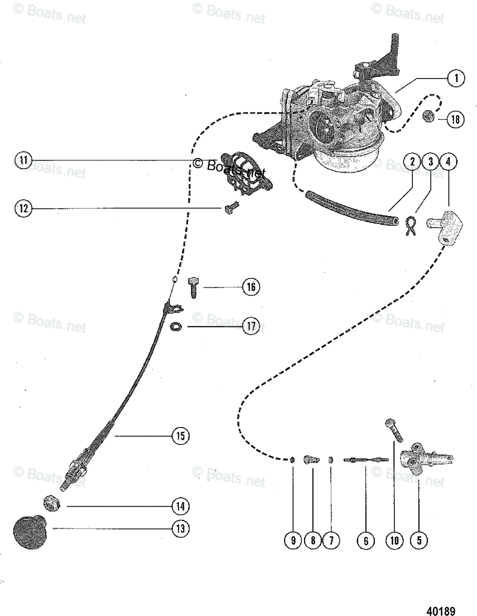 Mercury Outboard 20HP OEM Parts Diagram for Carburetor and Choke