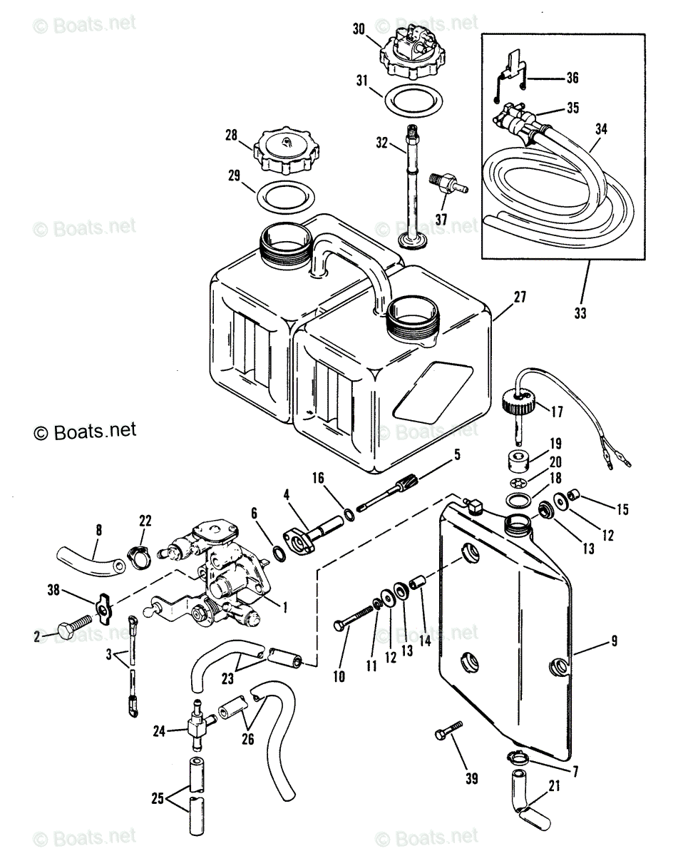 Mariner Outboard 1991 OEM Parts Diagram for Oil Injection Components ...