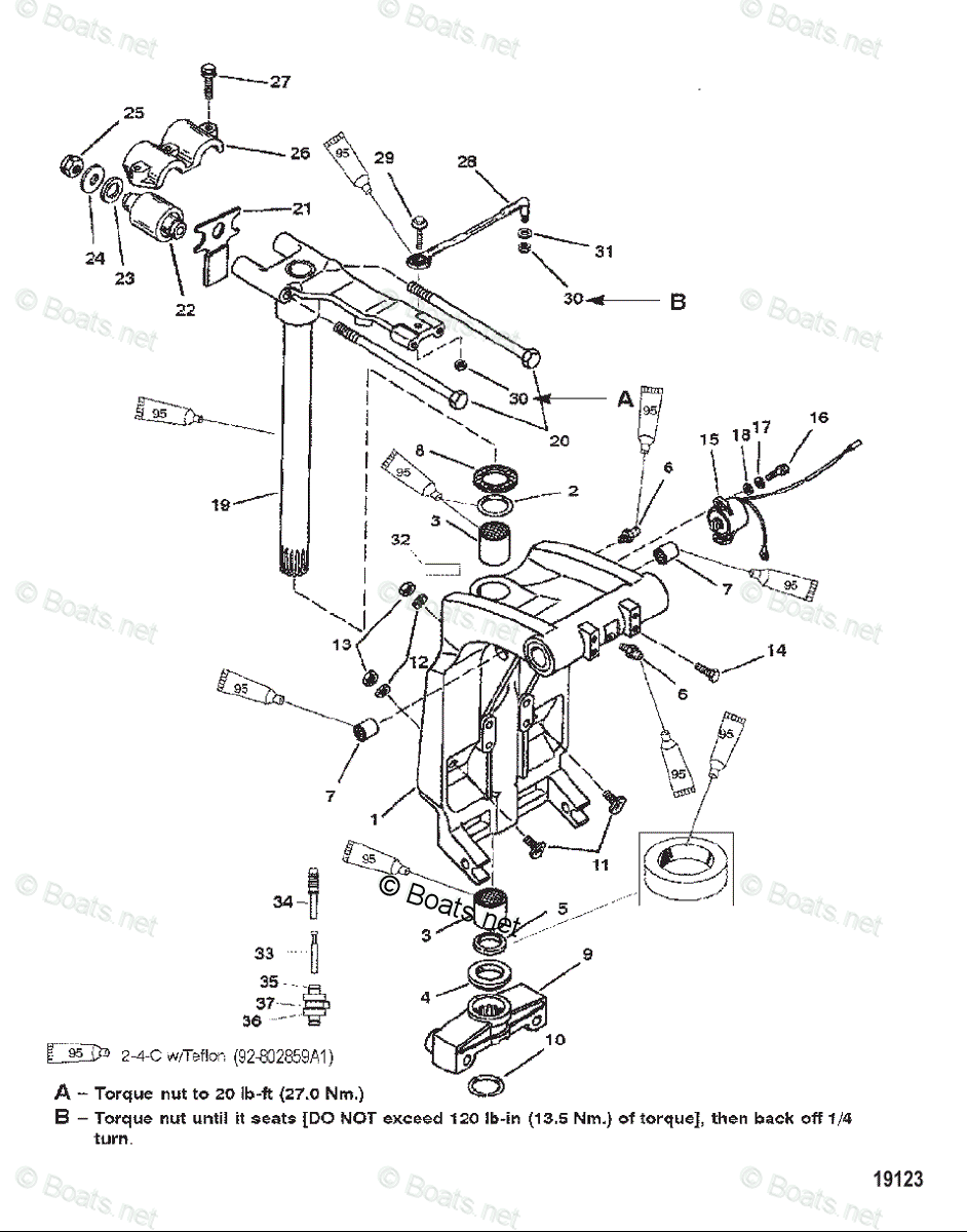 Mercury Outboard 250HP OEM Parts Diagram for Swivel Bracket and ...