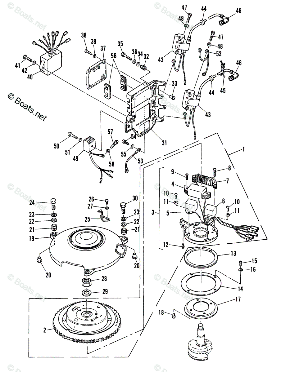 Mariner Outboard 1982 OEM Parts Diagram for Ignition System