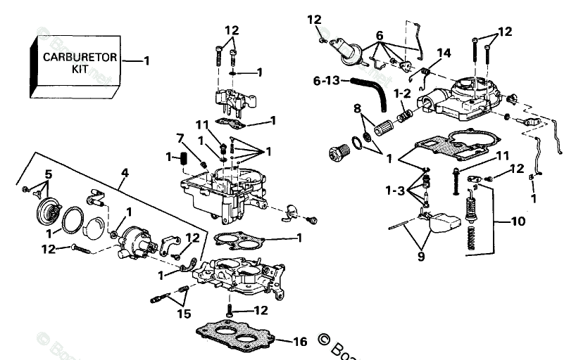 OMC Sterndrive 2.30L 140 CID Inline 4 OEM Parts Diagram for  