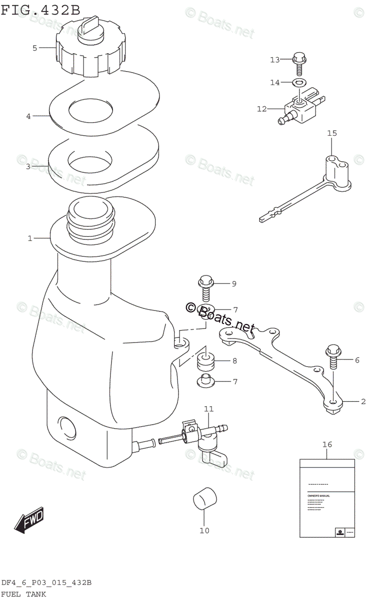 Suzuki Outboard 2015 OEM Parts Diagram for FUEL TANK (DF6 P03)