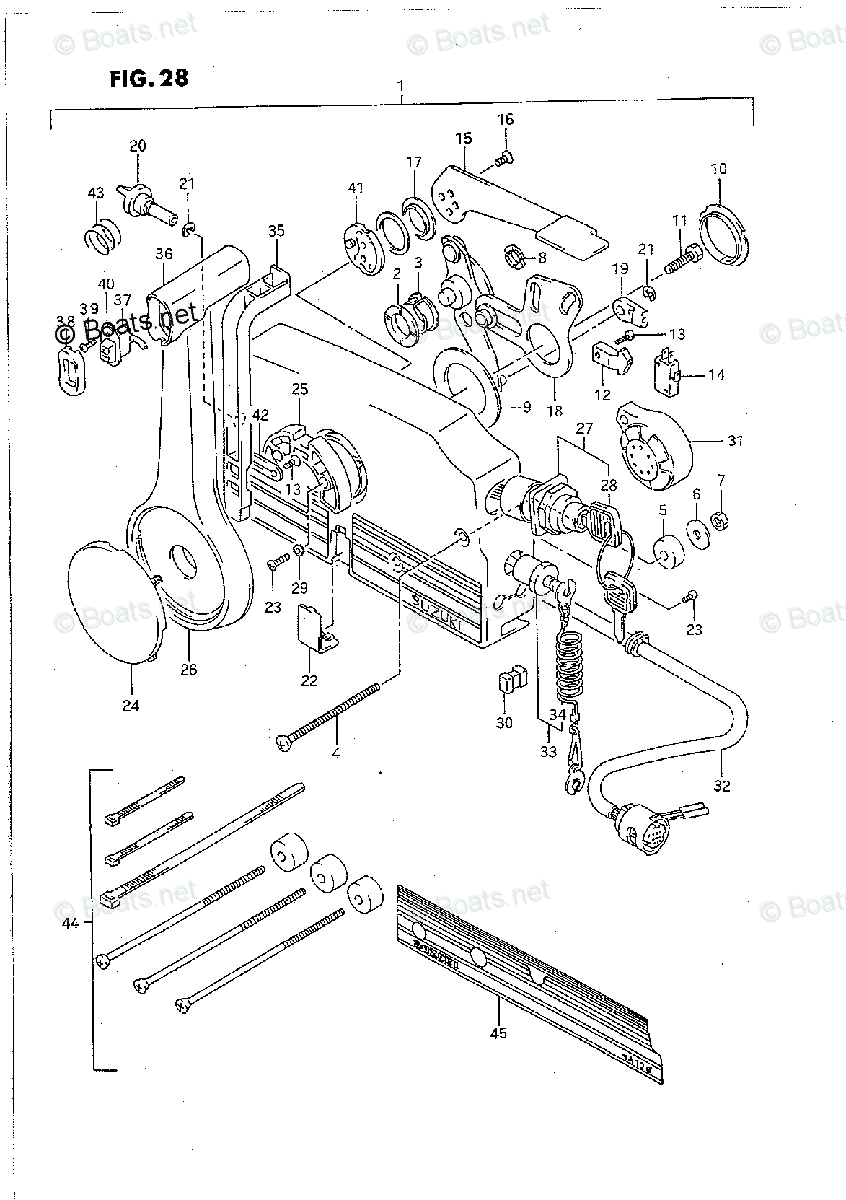 Suzuki Outboard 1992 OEM Parts Diagram for 28Remote Control Box (Model9396)